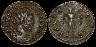 Carinus as Ceasar 282-283 AD, BI 24mm, 3.69gm Antoninianus, Lugdunum (Lyons) mint, Very Fine, Dark Brown Patina, Scarce