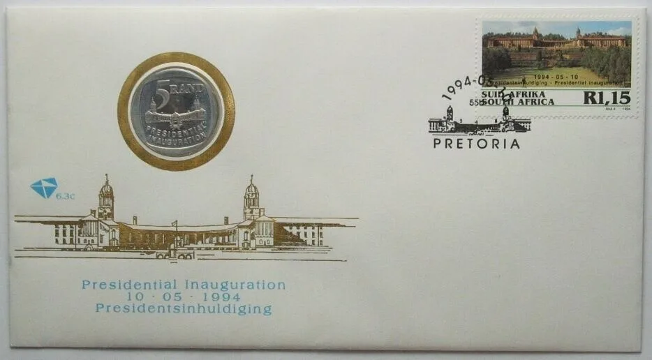 1994 SOUTH AFRICA Official First Day Cover 5 Rand 1994 INAUGURATION of NELSON MANDELA Proof