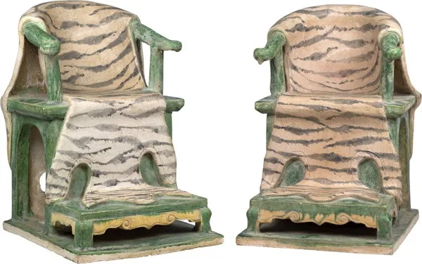 Chinese Pair Pottery Chairs