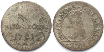 1721 SAINT GALL City 2 Kreuzer 1721 billon VF