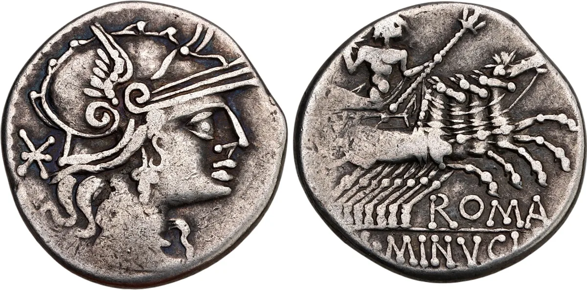 L. Minucius AR Denarius. Rome, 133 BC.