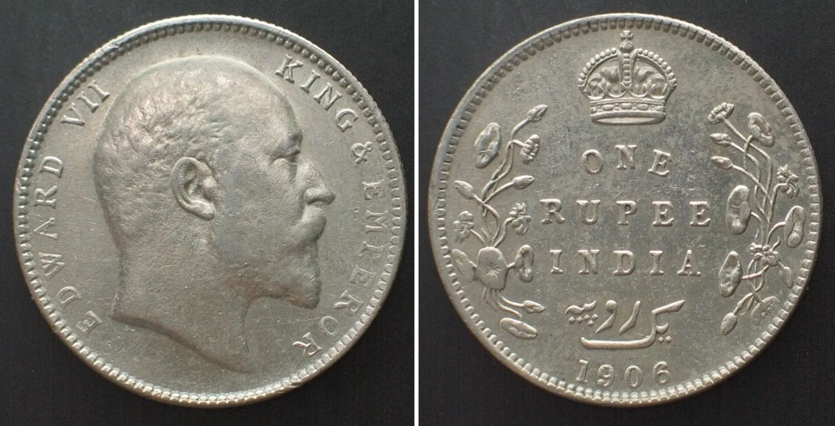 1906 INDIA-BRITISH. 1 Rupee 1906 B, Bombay mint, Edward VII, silver, UNC-!!!
