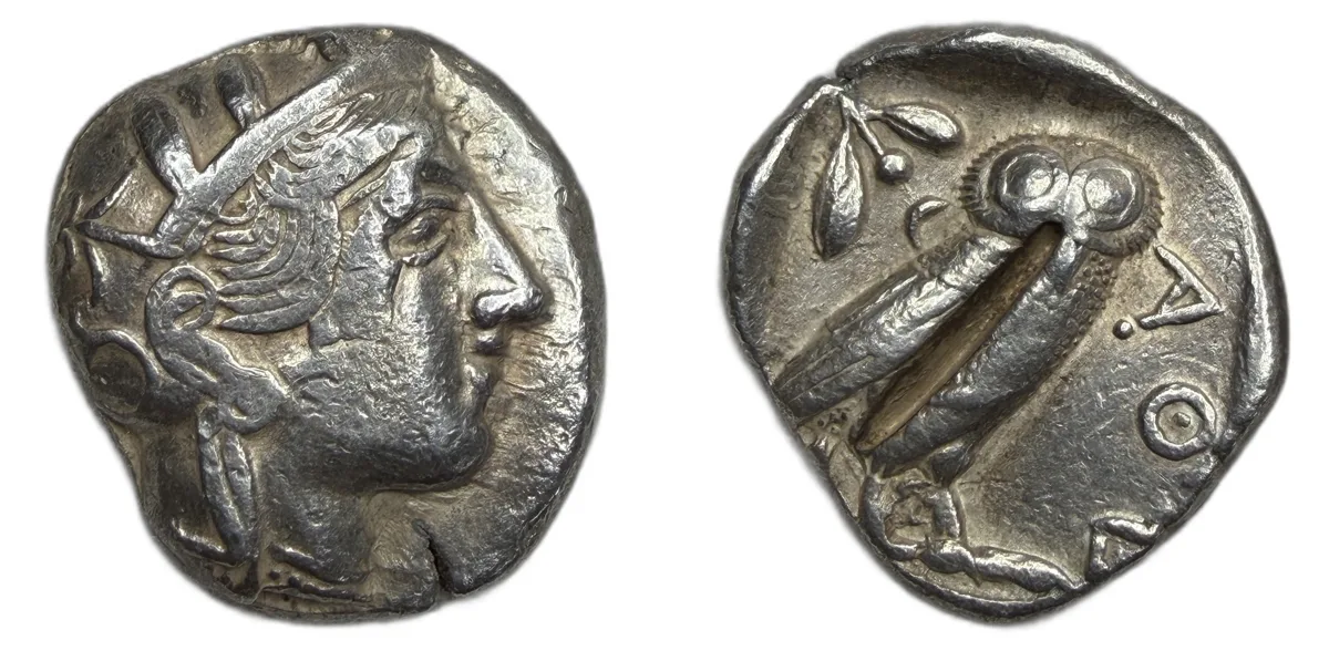 Attica Athens Greece Athena Owl AR Tetradrachm Silver 454-404 BC
