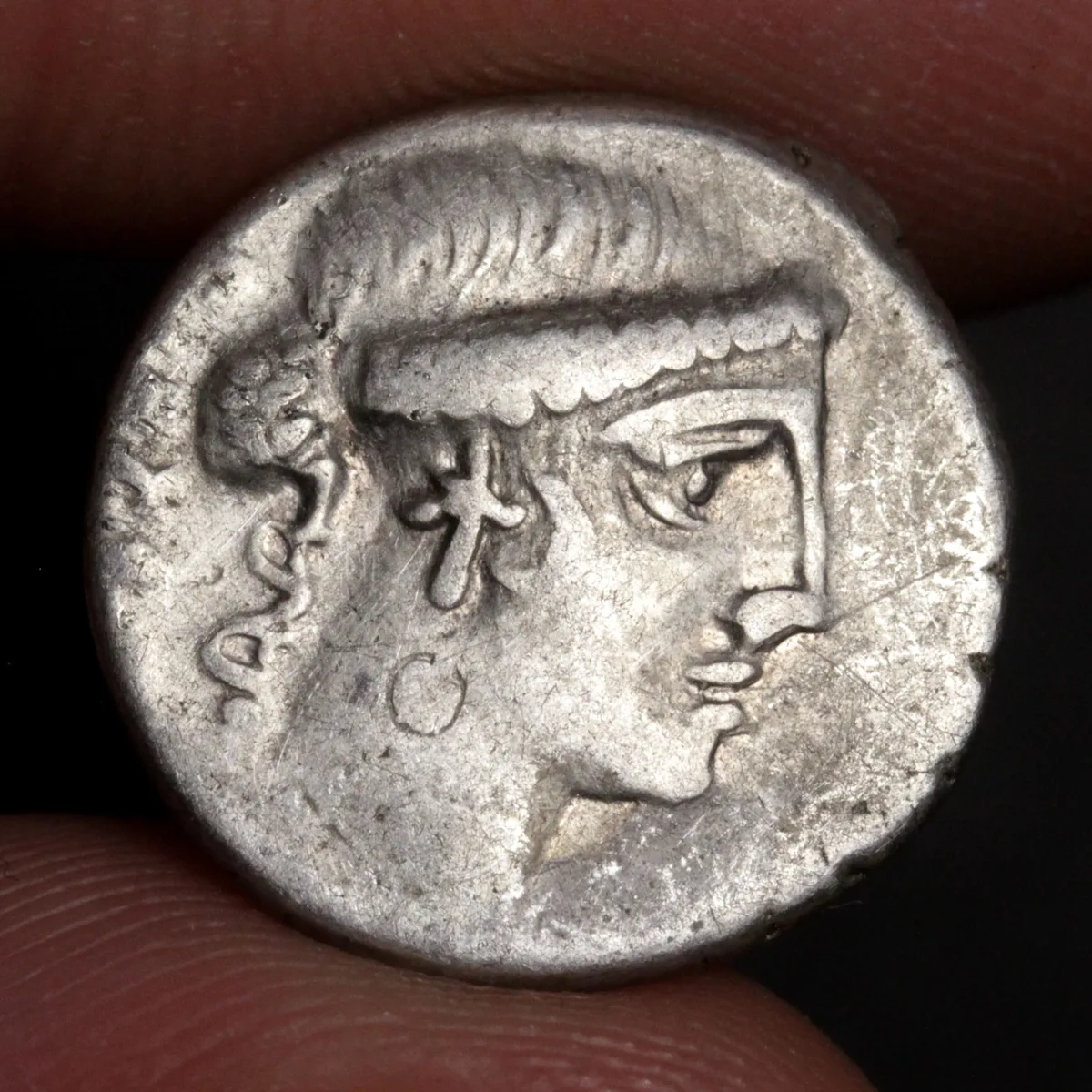 Roman Republic Silver AR Denarius 48BC Iunius Brutus Albinus - Pietas / Clasped Hands