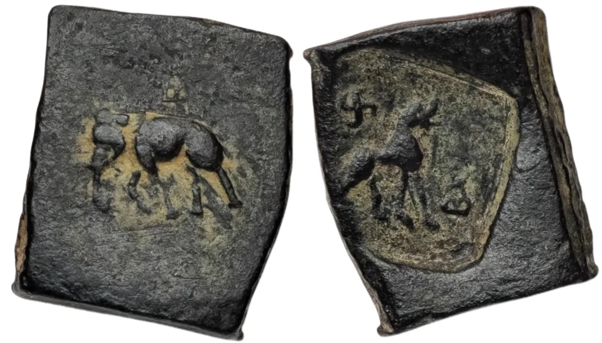 Post-Mauryan Gandhara. Pushkalavati (185-168BC). AE karshapana (13.27g)