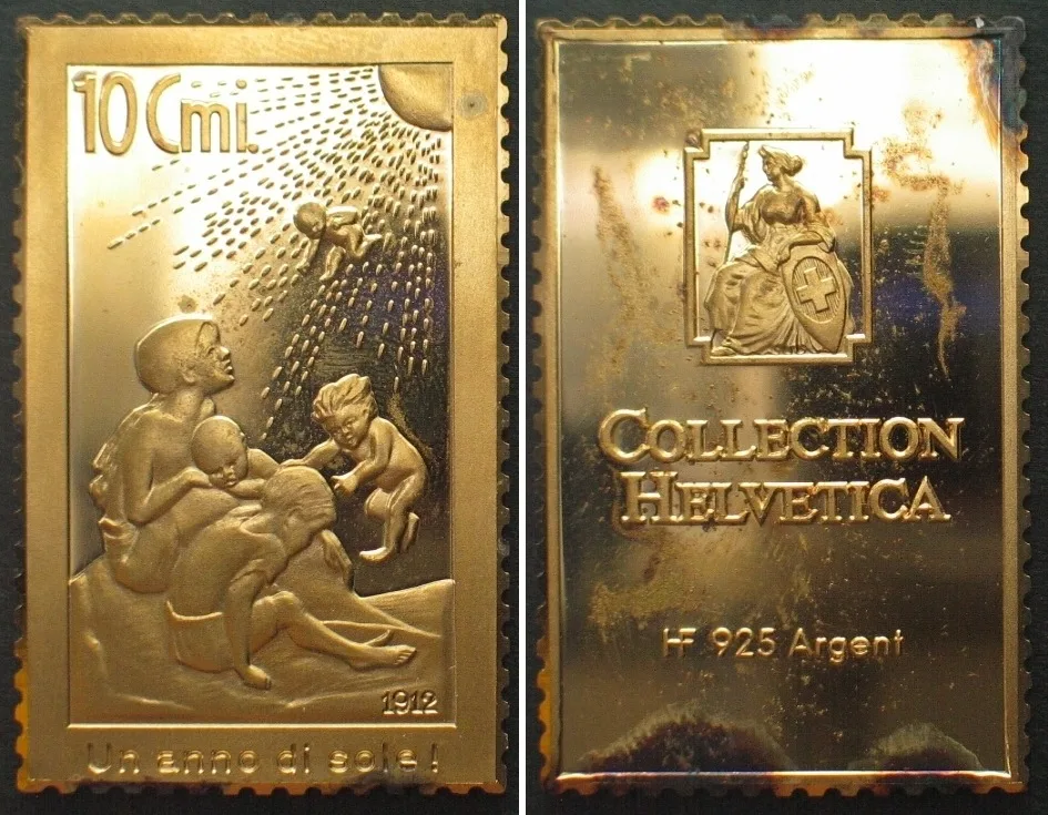 1985 COLLECTION HELVETICA, Pro Juventute, 1912, Vorläufer 10 Cmi, silver ingot Proof