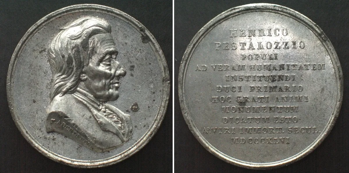 1846 HEINRICH PESTALOZZI, 100th Birthday, Medal 1846 by Aberli, white metal, 38mm AU