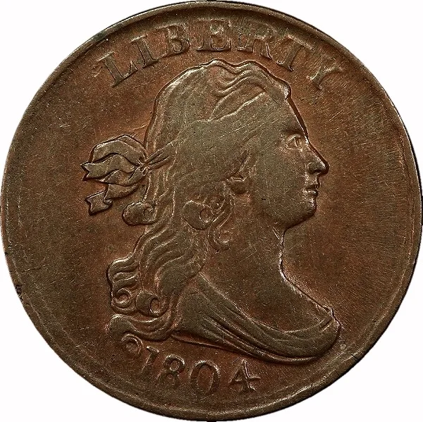 Liberty Cap Half Cent, 1804, Pl. 4, No Stems, ½¢, AU50 , PCGS