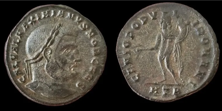 Galerius, as Caesar, 294 AD. AE Follis. 28mm, 9.92gm. Heraclea mint, Extra Fine