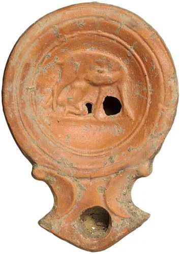 Hellenistic Oil Lamp, Telephus and Doe