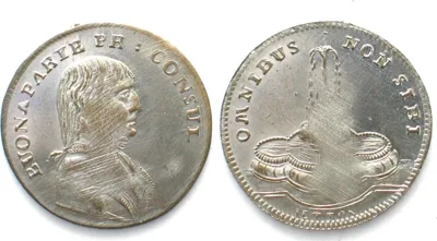 1800 NAPOLEON 1ST CONSUL Counter by Lauer ca.1800 silvered brass BU!