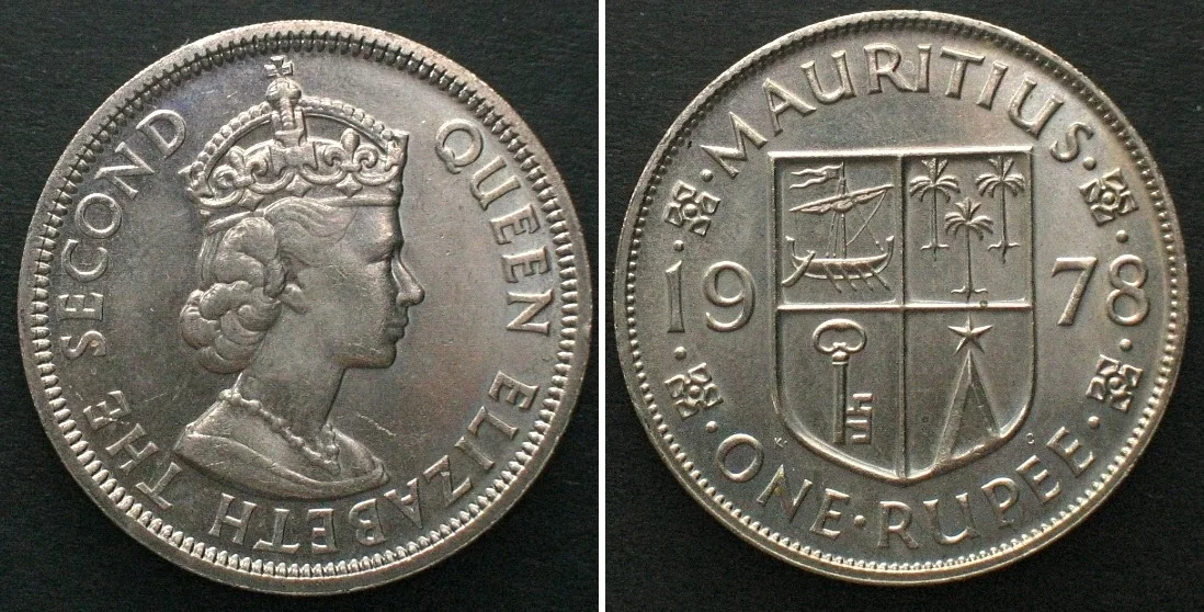 1978 MAURITIUS. 1 Rupee 1978, ELIZABETH II Cu-Ni Proof