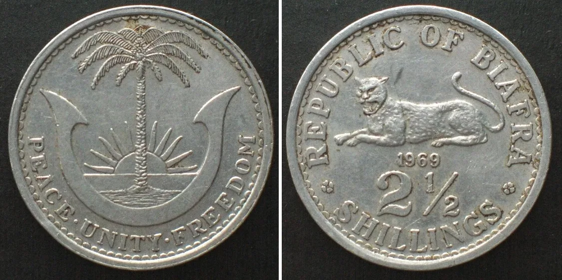 1969 BIAFRA 2-1/2 Shillings 1969, Alu AU