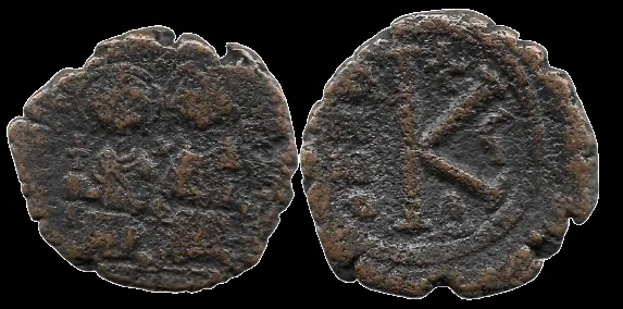 Justin II & Sophia AD 565-578, AE 21.2mm 6.71gm Half Follis, Theoupolis Antioch
