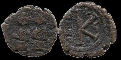 Justin II & Sophia AD 565-578, AE 21.2mm 6.71gm Half Follis, Theoupolis Antioch
