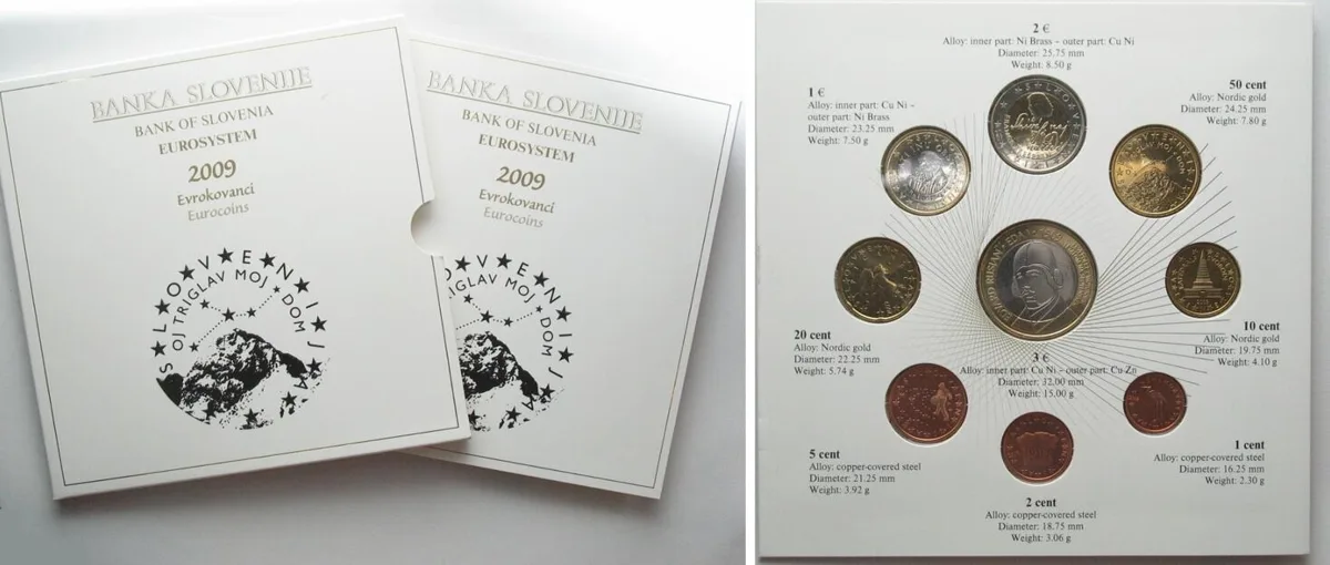 2009 SLOVENIA 2009 BU MINT SET 6.88 Euro w. 3 Euro commemorative coin BU