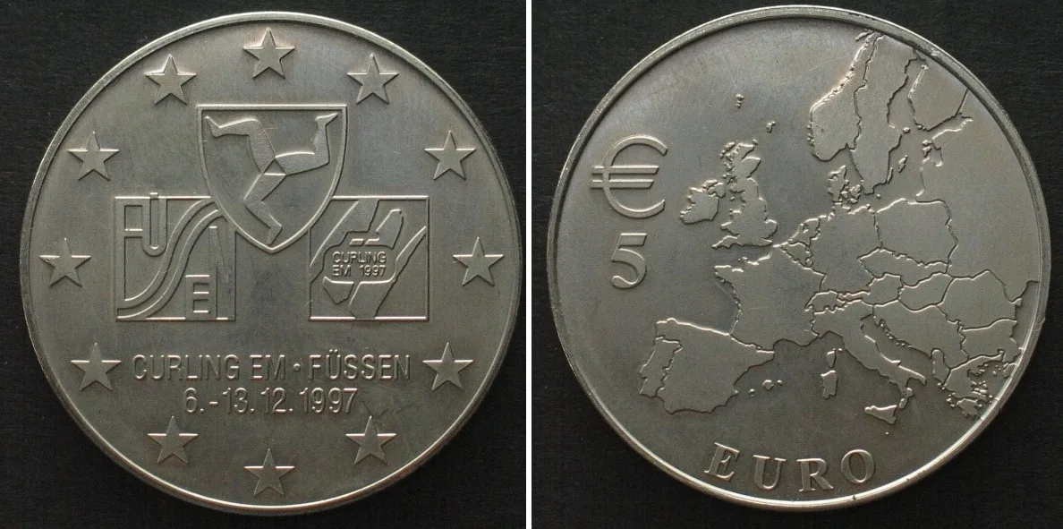 1997 FÜSSEN 5 Euro 1997 CURLING EUROPEAN CHAMPIONSHIP Cu-Ni SCARCE! BU