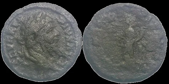 ROMAN SEPTIMIUS SEVERUS (Struck 204 AD) AE 18mm, 2.7gm 'limes' denarius. Liberalitas standing. Rome