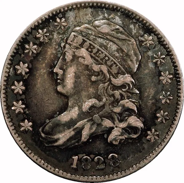 Capped Bust 10¢, 1828, Small Date, 10¢, EF40