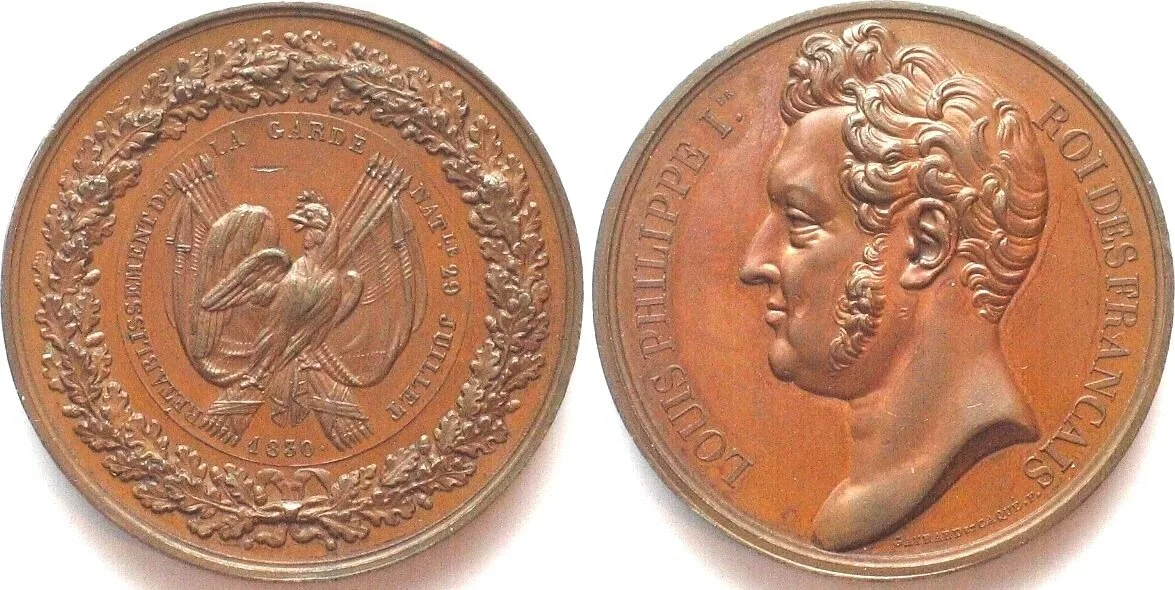 1830 FRANCE. Louis Philippe I, Medal 1830, Reestablishment of National Guard, copper UNC-