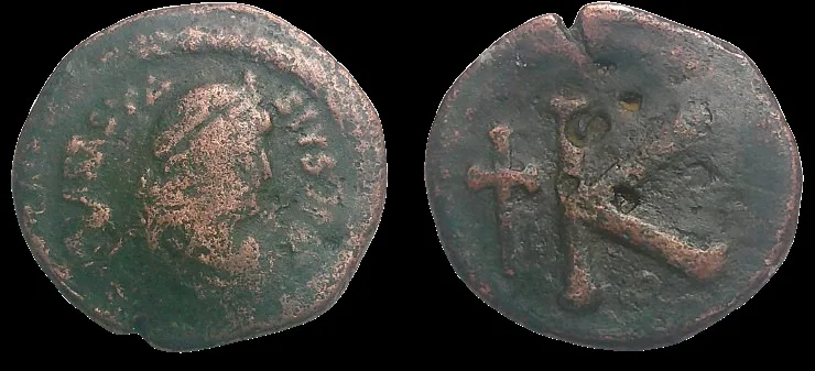 ANASTATIUS I 498-518 AD, AE Small Module 20.4mm 4gm half follis(20 Nummus). Constantinople mint. Good
