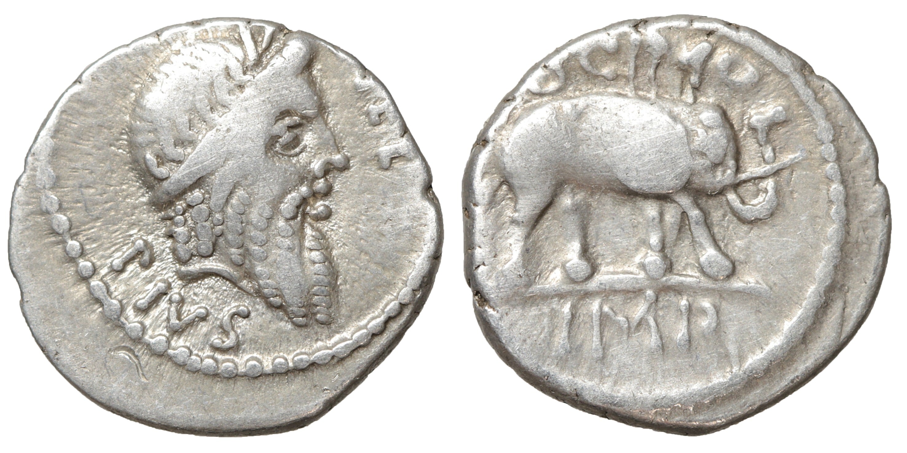 Metellus Pius Scipio silver denarius