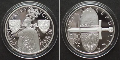 200 Kronen 2006 CZECH REPUBLIC. 200 Korun 2006, Death of Vaclav III, silver Proof