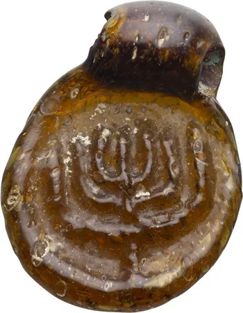 Late Roman, Early Byzantine Glass Menorah Pendant