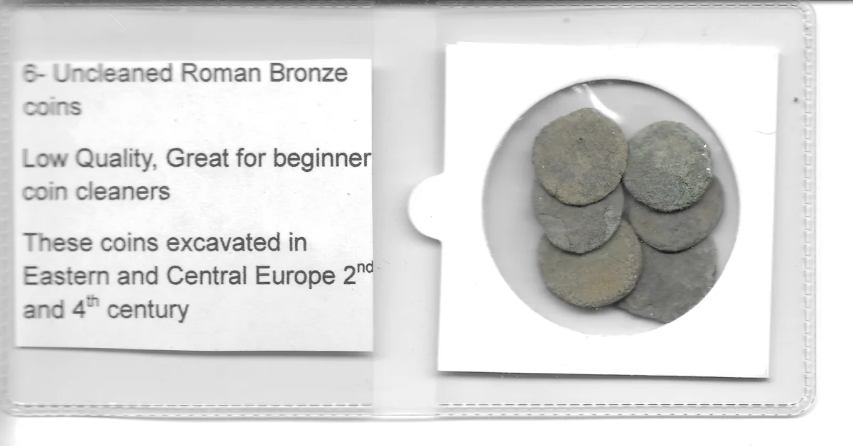 6 Low Quality Uncleaned Roman coins