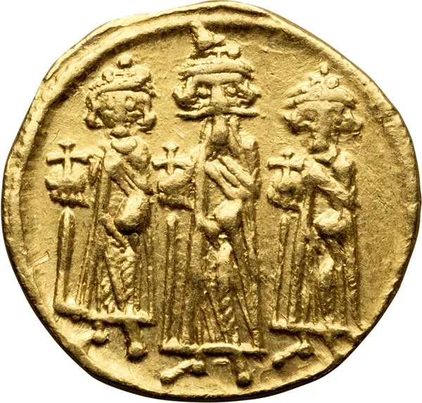Heraclius, with Heraclius Constantine and Heraclonas. Solidus