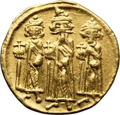 Heraclius, with Heraclius Constantine and Heraclonas. Solidus