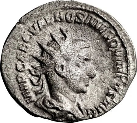 Hostilian as Augustus. AE 11 "Antoninianus"