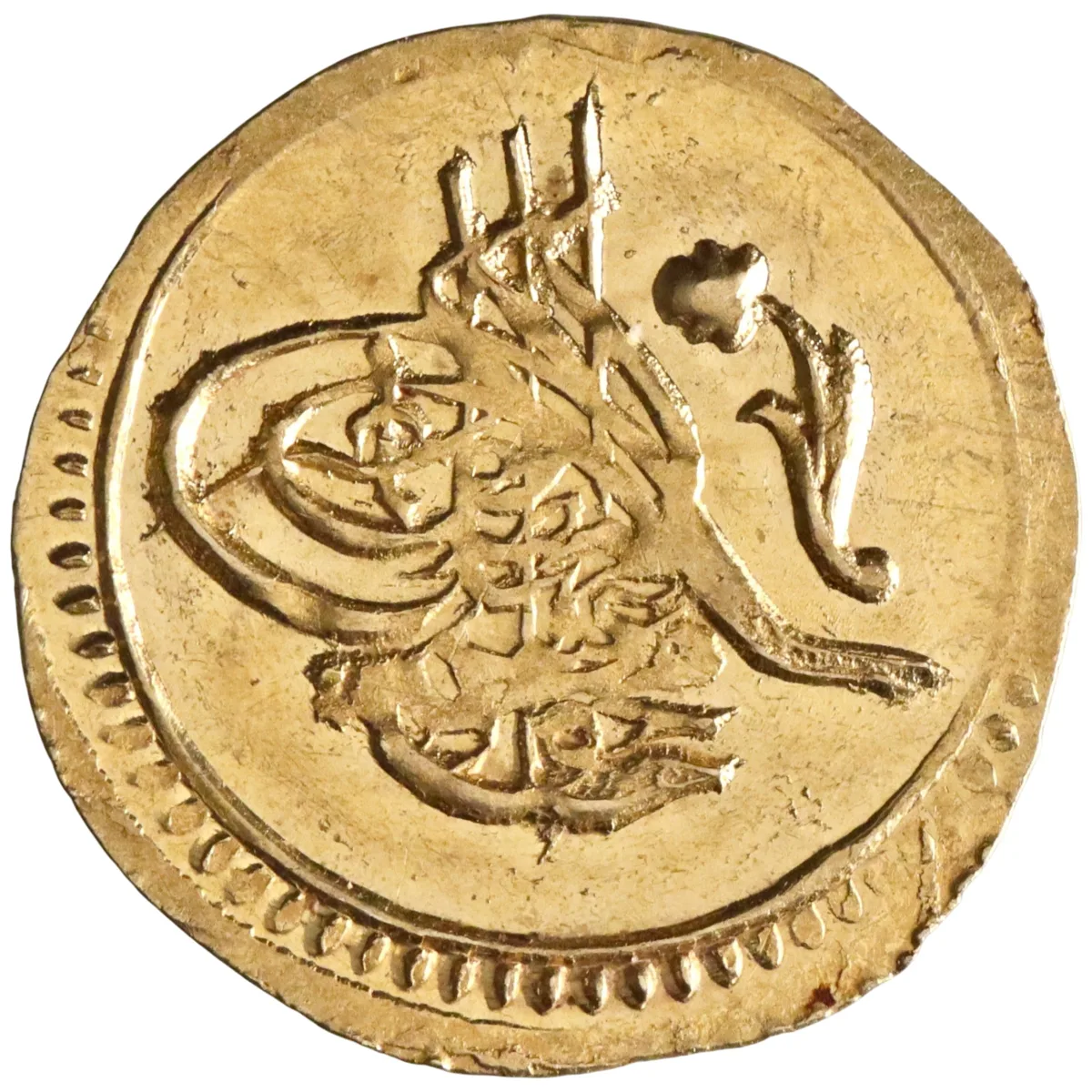 Ottoman: Mahmud II (1808-1839), gold 1/4 zeri mahbub (0.79g), Qustantiniya (Constantinople) mint, AH 1223 (1808 CE), regnal year 3.
