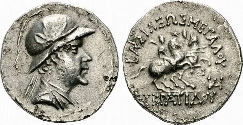 Kings of Bactria . Eukratides I. (c. 170-155 BC). AR Tetradrachm, 31 mm, 16.03 g