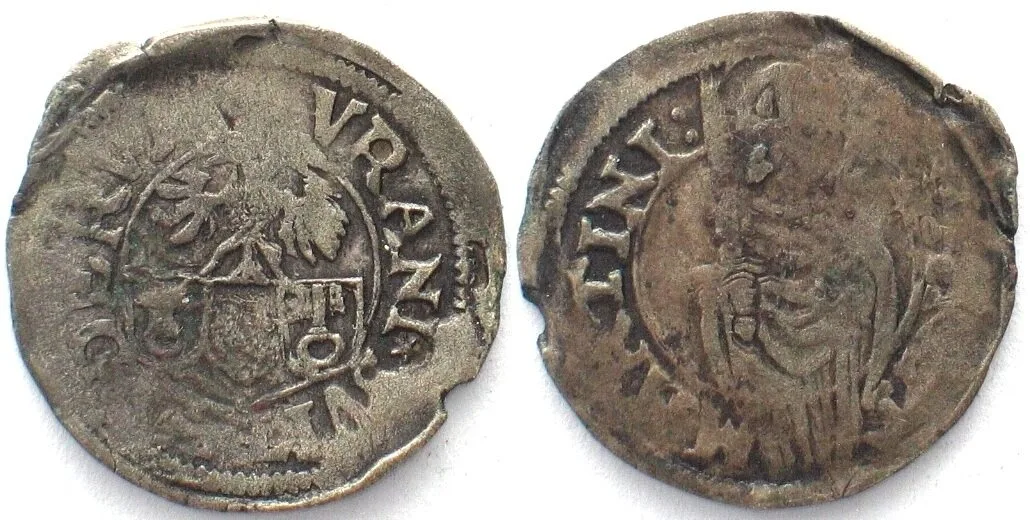 1590-1596 Swiss Cantons URI, SCHWYZ & UNTERWALDEN Schilling ND(16th cent.) billon VF+
