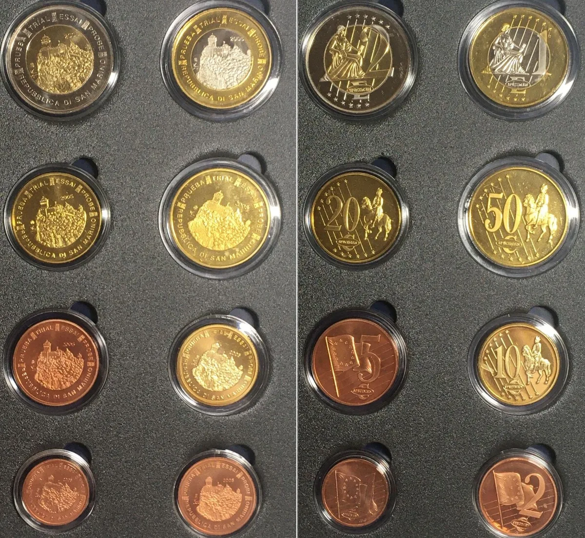 2005 SAN MARINO - SPECIMEN Euro Pattern Proof Set 2005 BU