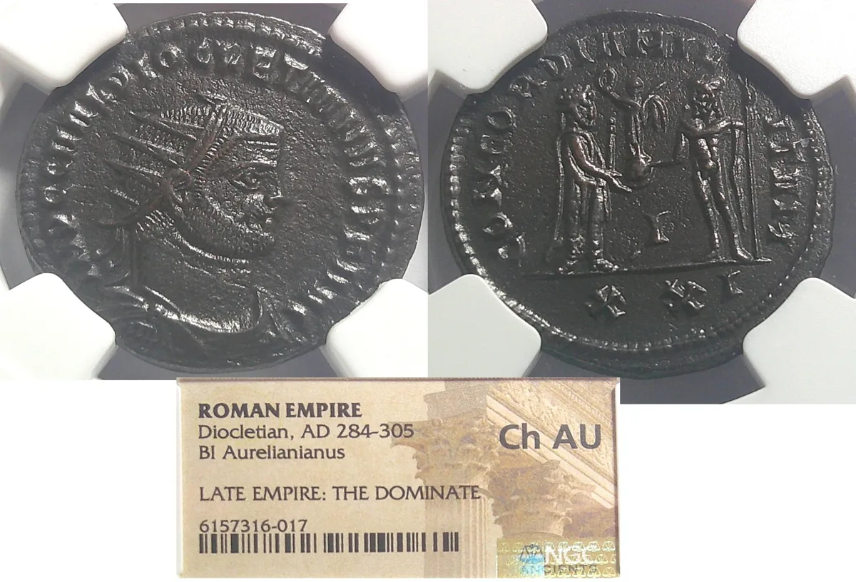 ROMAN EMPIRE Diocletian AD 284-305 BI Aurelianus NGC Ch AU