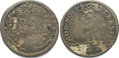 1739 Swiss Cantons SAINT GALL, City. 2 Kreuzer (1/2 Batzen) 1739 billon VF