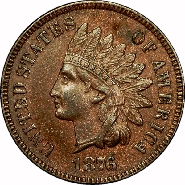 Indian Cent, 1876, 1¢, AU55 BN, PCGS
