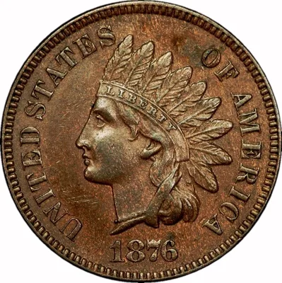 Indian Cent, 1876, 1¢, AU55 BN, PCGS