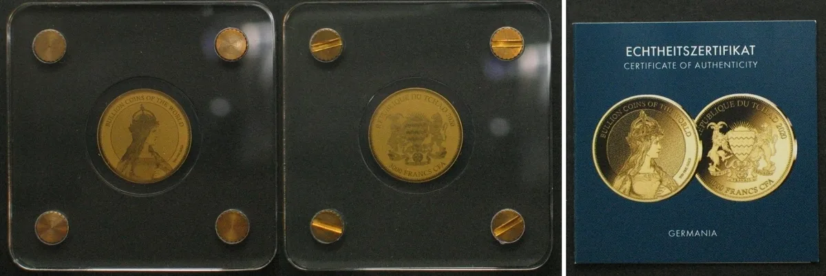 2020 CHAD 3000 Francs 2020 Germania BULLION COINAGE OF THE WORLD Gold 1/500 oz BU