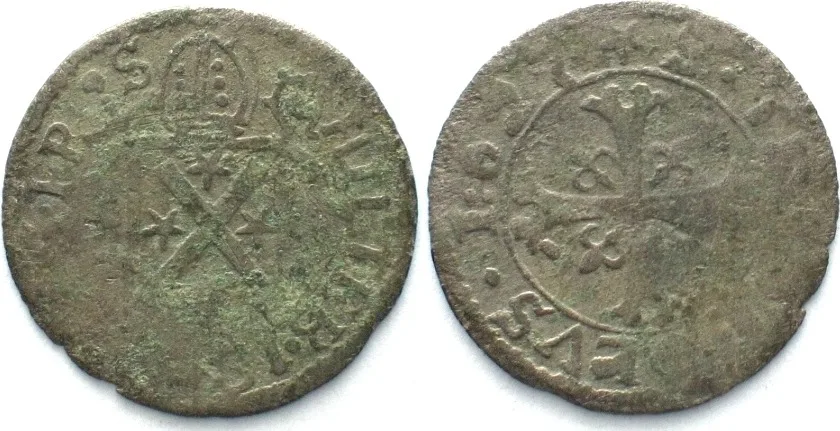 1627 Swiss VALAIS - SITTEN 1/2 Batzen 1627 HILDEBRAND JOST billon VF
