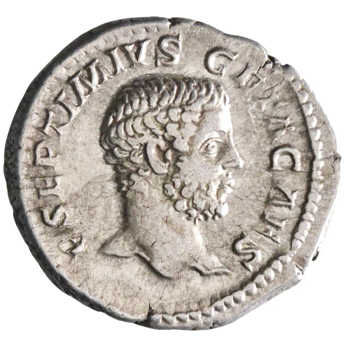 Roman: Geta, as Caesar (198-209), silver denarius (3.13g), Rome mint, early 209 CE. Genius standing left, sacrificing out of patera over lighted altar and holding corn ears.