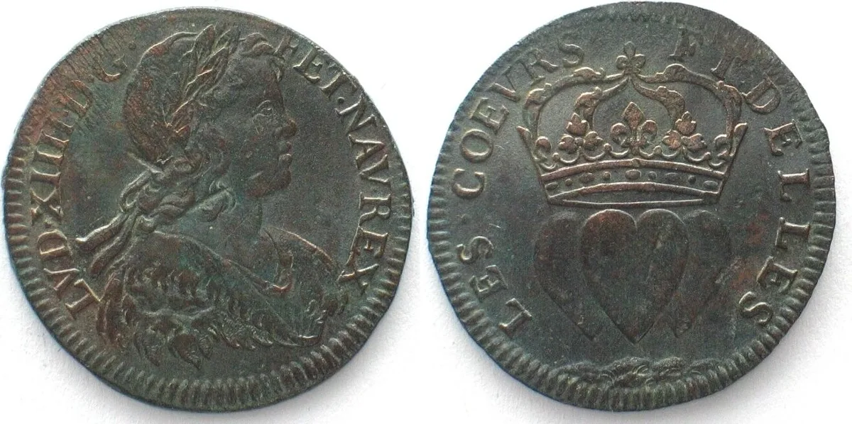 1645 FRANCE Jeton LES COEVRS FIDELLES ND(c.1645) LOUIS XIV copper 25mm AU!