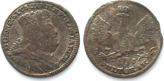 1756 POLAND. Poltorak 1756 EC, Lipsk mint (Leipzig), AUGUST III, billon XF! EF