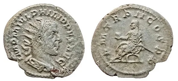 Philip I. 244-249 AD (Struck 245AD). AR Antoninianus 22mm, 3.79g. Rome mint. aVF