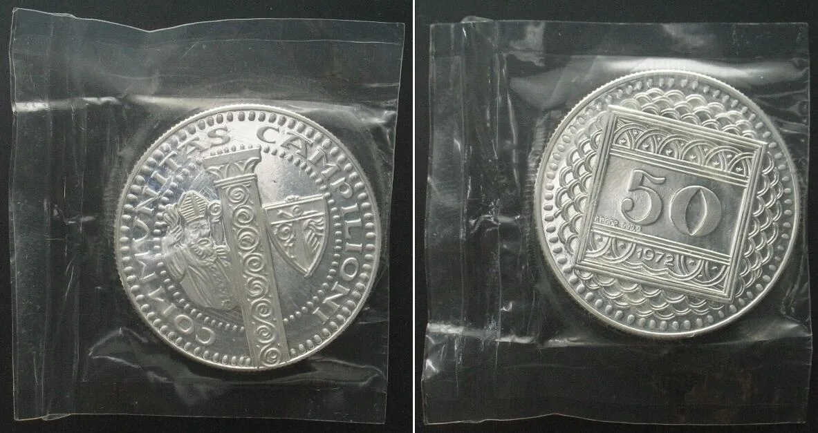 1972 Switzerland CAMPILIONI 50 Francs 1972 silver Proof SEALED!!! RARE!!! Proof