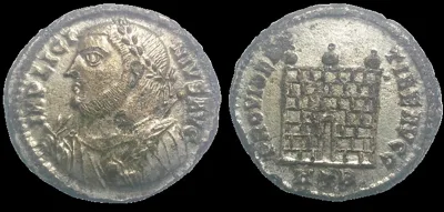 ROMAN EMPIRE, Licinius I Augustus. 308-324 AD. (Struck 317 AD) AE Silvered 19mm 3.36gm Follis Heraclea mint, Lightly toned Choice Superb.