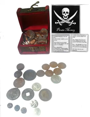 Treasure Box over 120+ Coins. Modern, Medieval, Ancient Coins and Pirate Money Mini Album