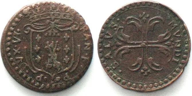 1646-1694 Italian PIACENZA Doppio Sesino ND, RANUCCIO II FARNESE (1646-94) copper UNC-!!!